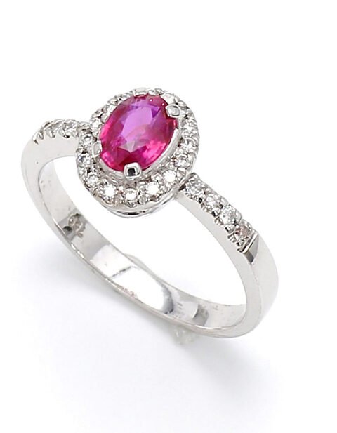 Oval Ruby & Diamond Halo Ring