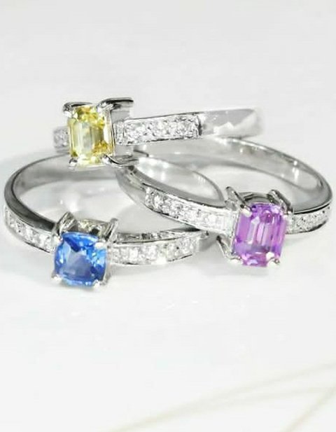 Coloured Sapphire Solitaire Stacking Ring